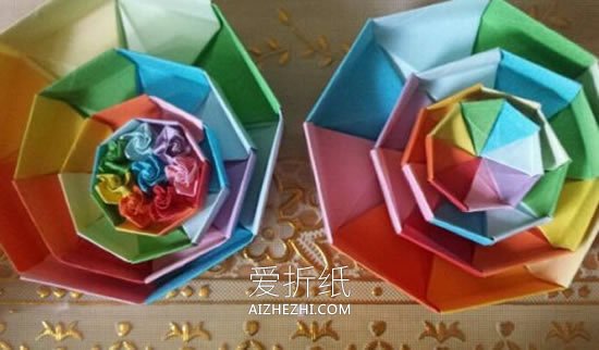 怎么折纸彩虹盒子图解 八角形带盖盒子的折法- www.aizhezhi.com