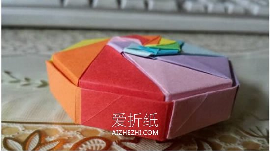怎么折纸彩虹盒子图解 八角形带盖盒子的折法- www.aizhezhi.com