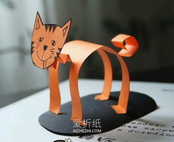 怎么做立体猫咪的方法 卡纸手工制作可爱小猫- www.aizhezhi.com