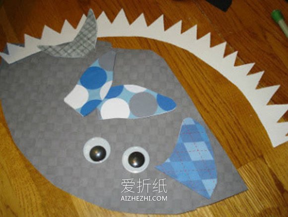 怎么做儿童鲨鱼帽子 卡纸手工制作鲨鱼帽头饰- www.aizhezhi.com