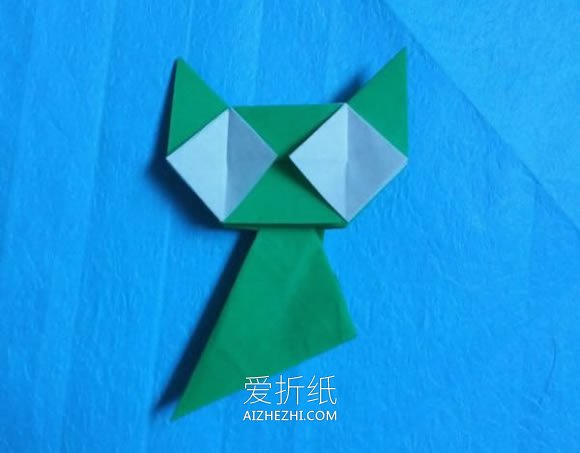 怎么折纸格子猫图解 手工卡通猫符号的折法- www.aizhezhi.com
