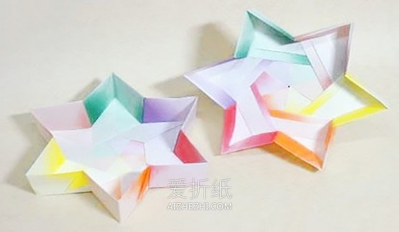 怎么折纸六角星礼品盒 手工六角纸盒子的折法- www.aizhezhi.com
