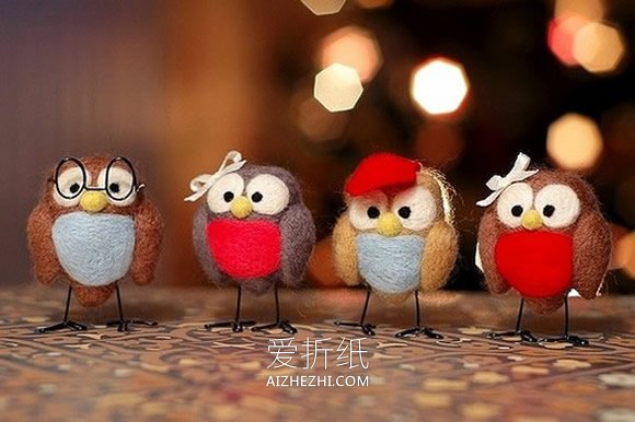 怎么做羊毛毡小鸟图片 手工制作可爱小鸟作品- www.aizhezhi.com