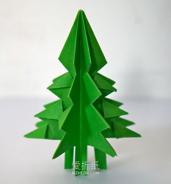 怎么简单折纸圣诞树 带树干立体圣诞树折法- www.aizhezhi.com