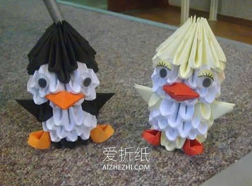 怎么折纸三角插鸭子图解 三角插手工制作鸭子- www.aizhezhi.com