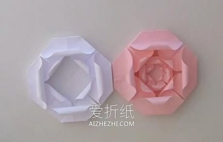 怎么折纸扁平玫瑰花步骤 手工组合式玫瑰折法- www.aizhezhi.com