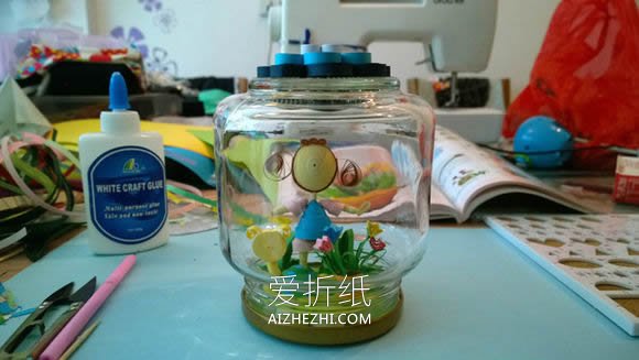 怎么做衍纸装饰摆件 衍纸制作小女孩的后花园- www.aizhezhi.com