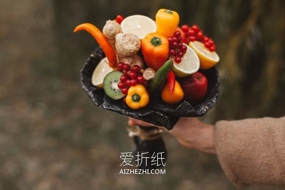 怎么做创意手捧花图片 蔬果制作手捧花的作品- www.aizhezhi.com