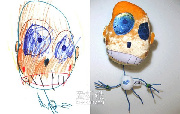 怎么做有创意的布偶 用布把孩子的涂鸦做出来- www.aizhezhi.com