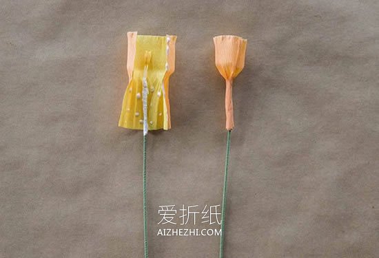 怎么做水仙花的方法 皱纹纸手工制作水仙花- www.aizhezhi.com