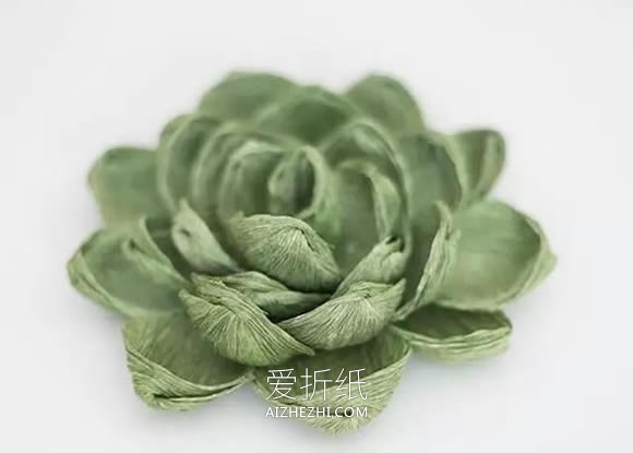 怎么用纸做多肉植物 皱纹纸手工制作多肉盆栽- www.aizhezhi.com