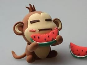 怎么做粘土小猴的方法 粘土制作吃西瓜的猴子