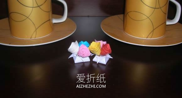 怎么用星星纸折玫瑰花 长纸条折纸玫瑰图解- www.aizhezhi.com