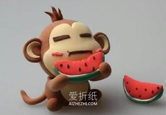 怎么做粘土小猴的方法 粘土制作吃西瓜的猴子- www.aizhezhi.com