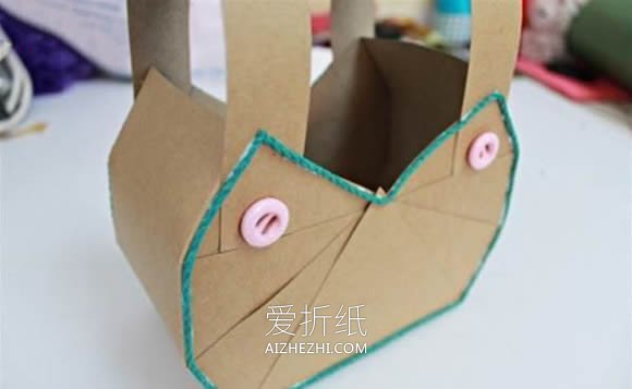 怎么做卡通兔子纸篮子 卡纸手工制作动物篮子- www.aizhezhi.com