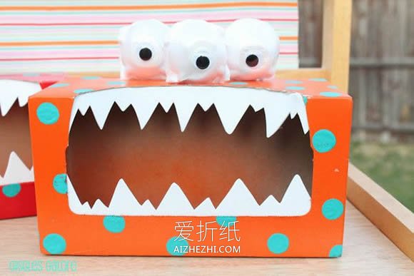 怎么做卡通纸巾盒的方法 手工制作怪物抽纸盒- www.aizhezhi.com