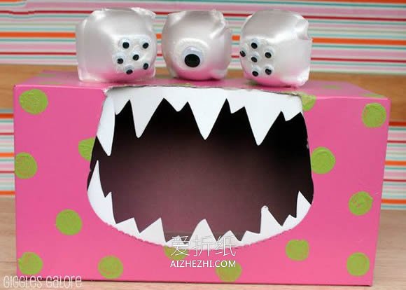 怎么做卡通纸巾盒的方法 手工制作怪物抽纸盒- www.aizhezhi.com