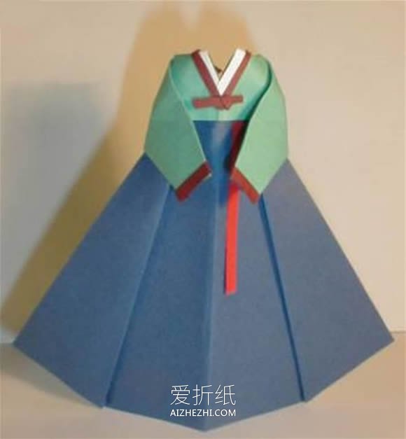 怎么简单折纸韩服图解 儿童手工韩服的折法- www.aizhezhi.com