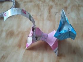 怎么折纸组合式小狗 四张纸折狗狗的折法图解