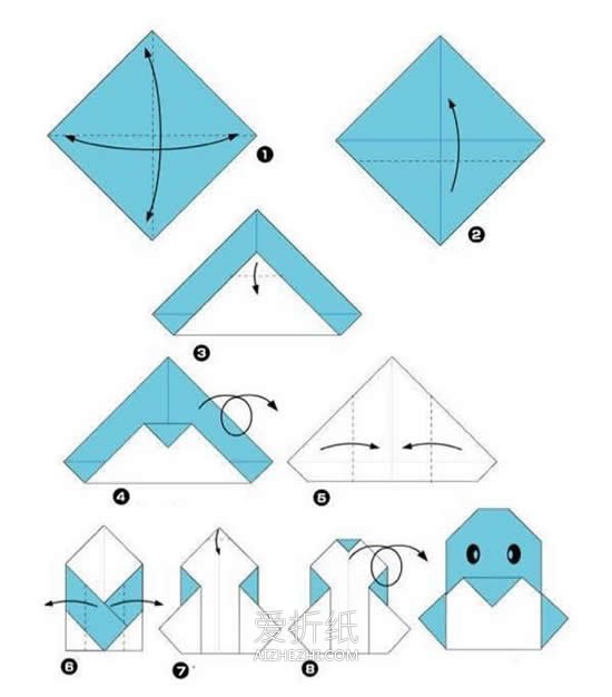 怎么简单折纸小企鹅图解 儿童手工企鹅的折法- www.aizhezhi.com