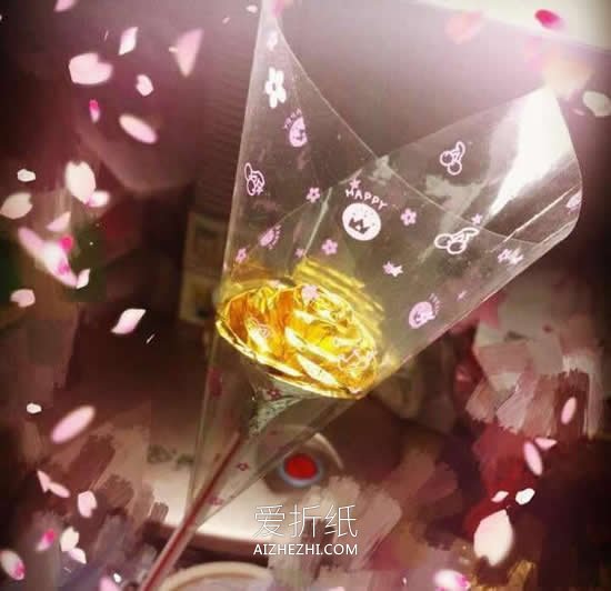 怎么做金箔纸玫瑰花 巧克力包装纸制作玫瑰- www.aizhezhi.com