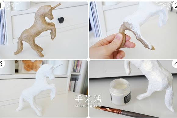精美独角兽装饰品DIY 粘土雕塑改造做摆件- www.aizhezhi.com