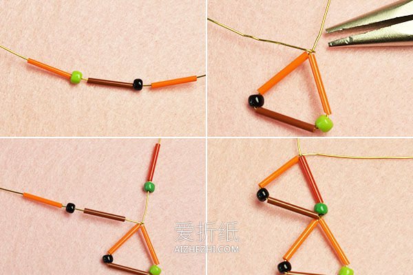 怎么做很酷的串珠耳环 串珠制作三角形耳环- www.aizhezhi.com
