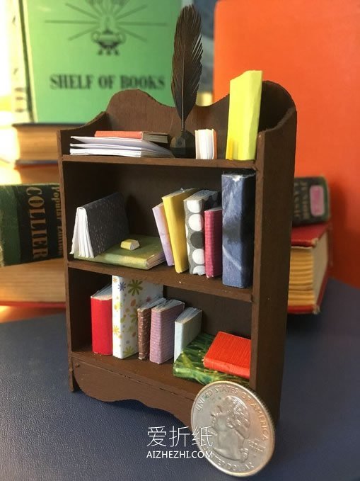 怎么做迷你书柜的方法 木板手工制作书柜模型- www.aizhezhi.com