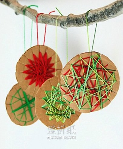 怎么做绕线星星挂饰 硬纸板制作挂饰的方法- www.aizhezhi.com