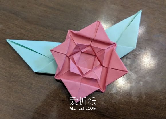 怎么简单折带叶玫瑰 儿童手工玫瑰花叶的折法- www.aizhezhi.com