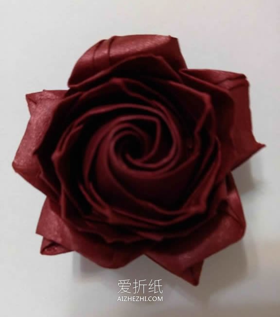 怎么折纸玫瑰花和花萼 手工制作玫瑰发箍做法- www.aizhezhi.com