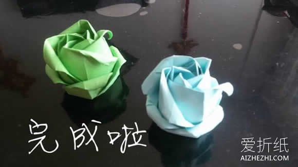 怎么手工折纸12瓣玫瑰花的折法图解步骤- www.aizhezhi.com