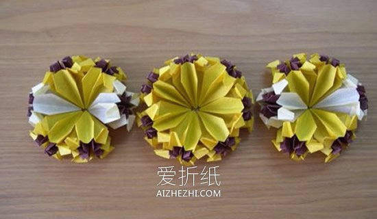 怎么手工折纸球体花球的折法图解- www.aizhezhi.com