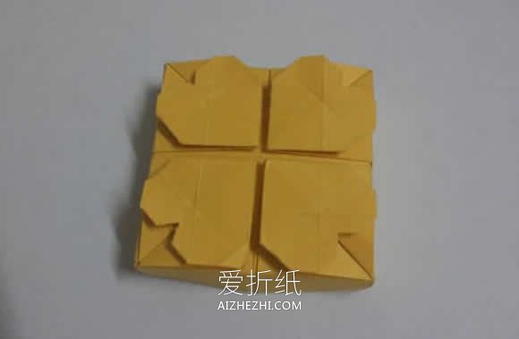 怎么折纸正方形四叶草礼品盒的折法图解- www.aizhezhi.com