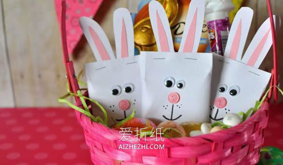 怎么用卡纸做复活节兔子糖果盒的教程- www.aizhezhi.com