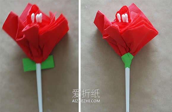 怎么做漂亮餐巾纸花的手工教程图解- www.aizhezhi.com