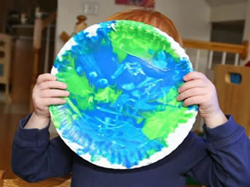 儿童手工小制作 怎么用纸盘做地球装饰品教程