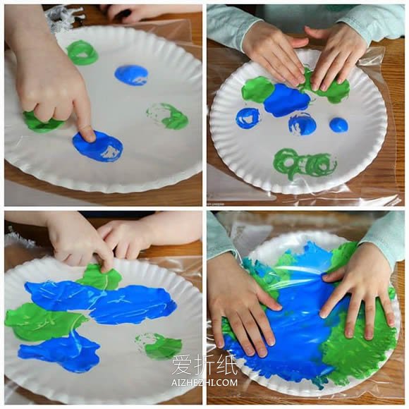 儿童手工小制作 怎么用纸盘做地球装饰品教程- www.aizhezhi.com