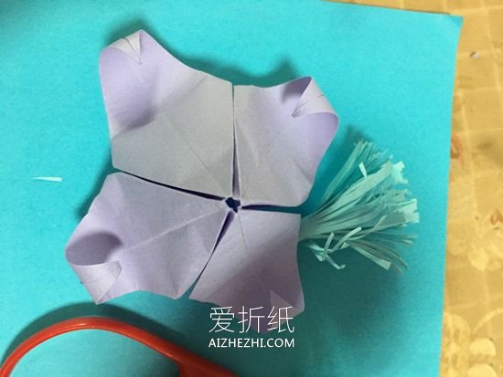 怎么折纸带花蕊完整百合花的折法图解过程- www.aizhezhi.com