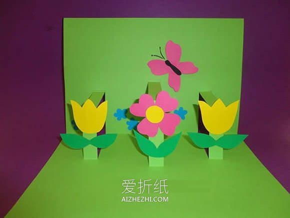 儿童怎么做教师节立体花丛贺卡的手工教程- www.aizhezhi.com