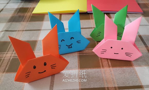 儿童怎么简单折纸兔头的折法图解教程- www.aizhezhi.com