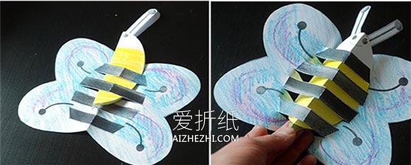怎么用卡纸手工制作立体小蜜蜂的方法教程- www.aizhezhi.com