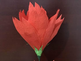 怎么简单做红色皱纹纸花朵的方法步骤