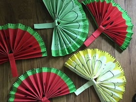 怎么简单折纸水果西瓜纸扇的折法图解步骤