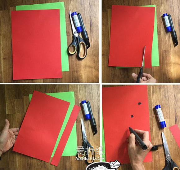 怎么简单折纸水果西瓜纸扇的折法图解步骤- www.aizhezhi.com