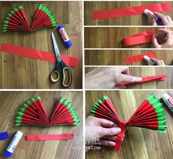 怎么简单折纸水果西瓜纸扇的折法图解步骤- www.aizhezhi.com