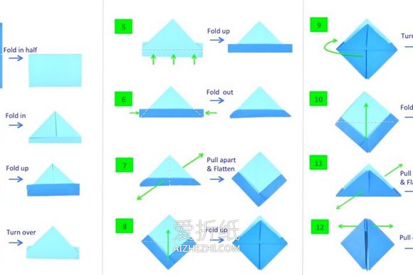 儿童手工折纸彩虹纸船怎么折的图解教程- www.aizhezhi.com