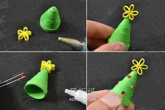 怎么手工做衍纸圣诞树耳环的方法图解- www.aizhezhi.com