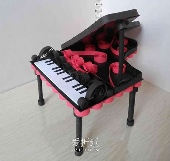怎么做衍纸三角钢琴手工艺品的制作方法图解- www.aizhezhi.com