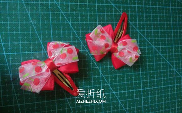 怎么用缎带纱布做儿童蝴蝶结发夹的制作方法- www.aizhezhi.com